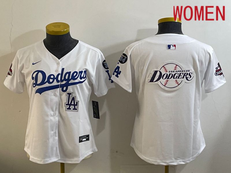 Women Los Angeles Dodgers Blank White Game 2024 Nike MLB Jersey style 120910->women mlb jersey->Women Jersey